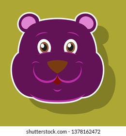 realistic paper sticker on theme funny animal bear
