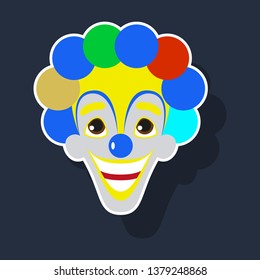 realistic paper sticker on theme humor cheerful clown