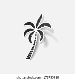 Realistic paper sticker: palm. Isolated illustration icon