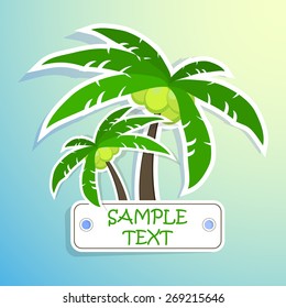 Realistic paper sticker palm. Isolated illustration icon. 