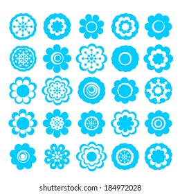 Realistic paper sticker: set of flowers.