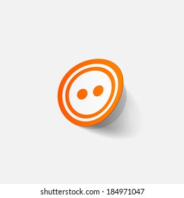 Realistic paper sticker: sewing Button.
