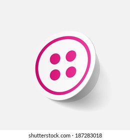 Realistic paper sticker: sewing Button. Isolated illustration icon