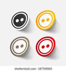 Realistic paper sticker: sewing Button. Isolated illustration icon