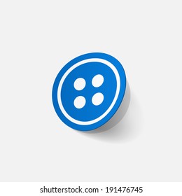 Realistic paper sticker: sewing Button. Isolated illustration icon