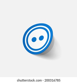 Realistic paper sticker: sewing Button. Isolated illustration icon