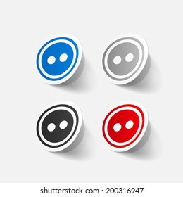 Realistic paper sticker: sewing Button. Isolated illustration icon