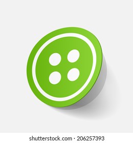 Realistic paper sticker: sewing Button. Isolated illustration icon