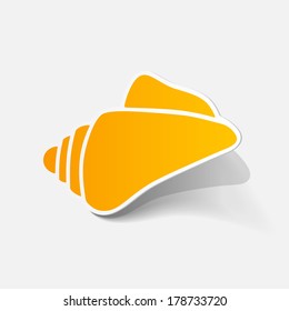 Realistic paper sticker: shell. Isolated illustration icon