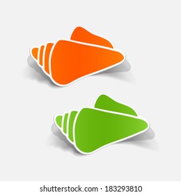 Realistic paper sticker: shell. Isolated illustration icon