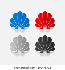 Realistic paper sticker: shell. Isolated illustration icon