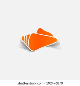Realistic paper sticker: shell. Isolated illustration icon