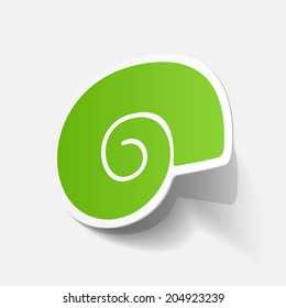 Realistic paper sticker: shell. Isolated illustration icon