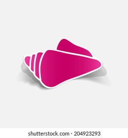 Realistic paper sticker: shell. Isolated illustration icon
