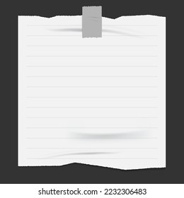 Realistic paper torn background vector, glued paper texture backdrop with line and dot, copy space deisgn for editable content