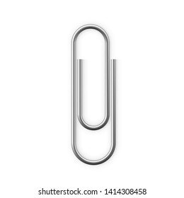 Realistic Paperclip icon. Paper clip attachment with shadow. Attach file business document. Vector illustration isolated on white background