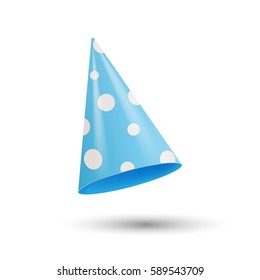 Realistic Party hat. 3d vector illustration isolated on white background. Vector illustration.