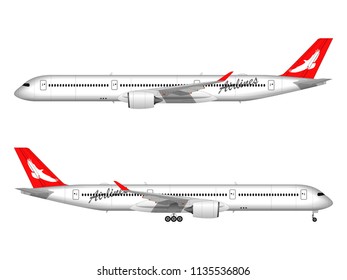 realistic passenger airplane. side view.