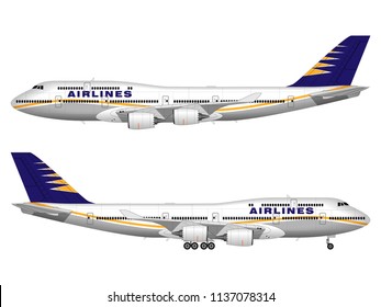 realistic passenger airplane. side view.