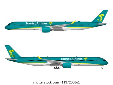 realistic passenger airplane. side view.
