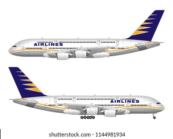 Realistic Passenger Airplane Side View Stock Vector (Royalty Free ...