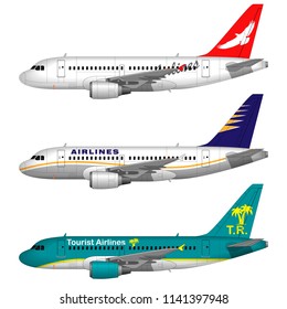 aviones de pasajeros realistas. vista lateral.