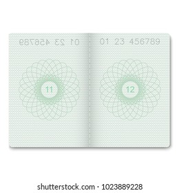 Realistic Passport Blank Pages For Stamps. Empty Passport With Watermark. 