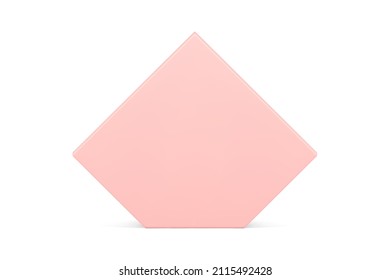 Realistic pastel pink irregular pentagonal vertical stage geometric shape for marketing presentation 3d template vector illustration. Luxury geometric polygonal shape podium pedestal isolated