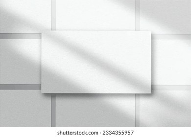 Patrón realista elegante y minimalista blanco en blanco tarjeta de negocios maquillaje presentación powerpoint . Ilustración vectorial 3D. Sombra de Windows y hojas superpuestas sobre fondo aislado.