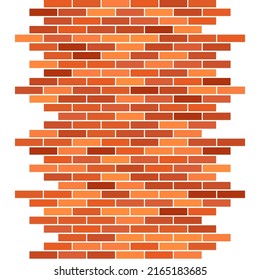 Realistic pattern. Seamless vertical pattern, red brick wall on white background. Colorful background. Red brick texture. Border, frame for any text.