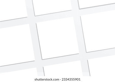 Realistic pattern square elegant and minimalist white blank business card mockup presentation. 3D vector illustration. Windows shadow and leaves overlay on isolated background.