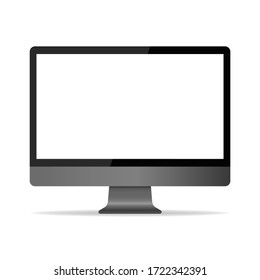 Realistic PC Computer Monoblock Monitor Display  Isolated On A White Background. Vector EPS 10