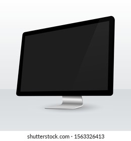 Realistic pc monitor mockup. Isolated computer screen. Vector mockup. Vector illustration