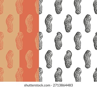 Realistic peanuts illustration with traced outlines and dot shading. Clean vector style perfect for packaging, food labels, and product branding.