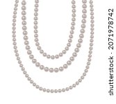Realistic pearl bead chain. pearl necklace on dark background, vector format