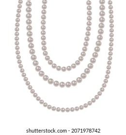 Realistic pearl bead chain. pearl necklace on dark background, vector format