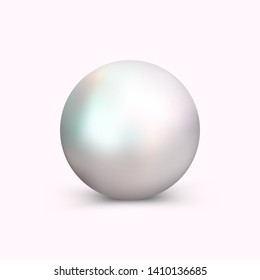 Realistic pearl for decoration advertising jewelry and cosmetics. Pearls logo for jewelry store, restaurant and more. Decorative design element isolated on white background.