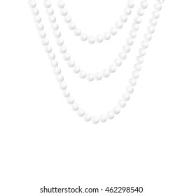 Realistic Pearl Necklace Hanging On A Light Background