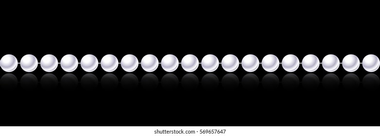 Realistic Pearl necklace on Black background. eps 10