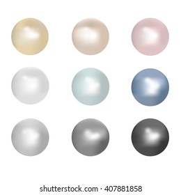 Realistic pearls set isolated