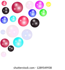 Realistic pearls set. Round white, bluish-grey, black, formed within the shell of a pearl oyster, precious gem. Vector illustration