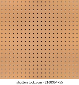 Realistic peg board seamless pattern, pegboard texture vector background. Peg board or wall grid of metal or wood with perforated holes for hooks, workshop pegboard rack dotted pattern