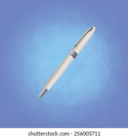 Realistic Pen on blue background