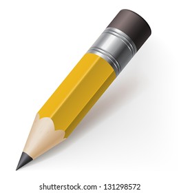 Realistic pencil icon. Illustration on white background