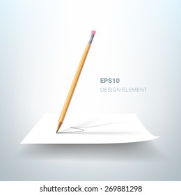 Realistic pencil and paper. Vector design element