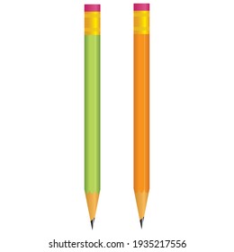 Realistic pencil with red rubber vector (lead pencil)