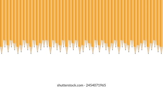 Realistic pencils border. Drawing crayons in a line