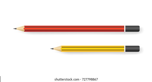 Realistic pencils of various lengths isolated on white