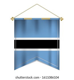 Realistic pennant flag of Botswana isolated on white background. vector illustration EPS 10