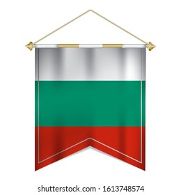 Realistic pennant flag of Bulgaria isolated on white background. vector illustration EPS 10